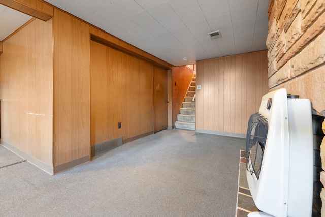 garage with wooden walls