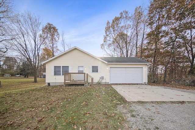 10376 Glencoe Rd, Jerome, MI 49249 - view of front facade with an attached garage, concrete driveway, and a front yard