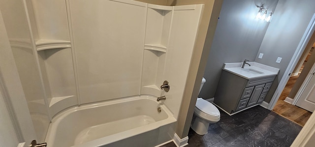 full bathroom with vanity, toilet, and tub / shower combination