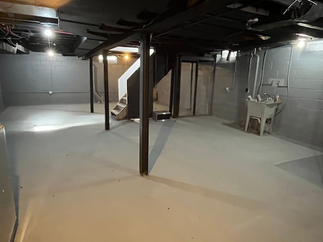 basement with sink