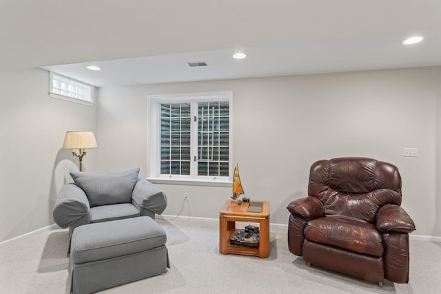 sitting room featuring carpet floors