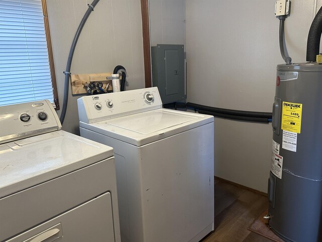 4465 Filter Rd, Harrison, MI 48625 - washroom with water heater, washing machine and clothes dryer, and electric panel