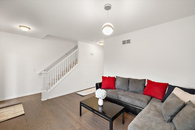 living room with hardwood / wood-style floors