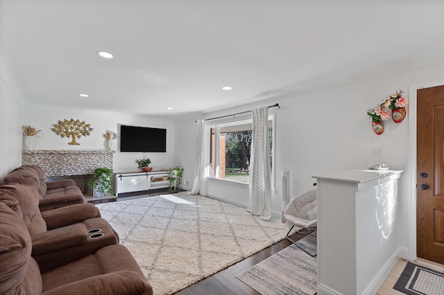 living room with hardwood / wood-style floors