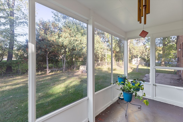 view of unfurnished sunroom