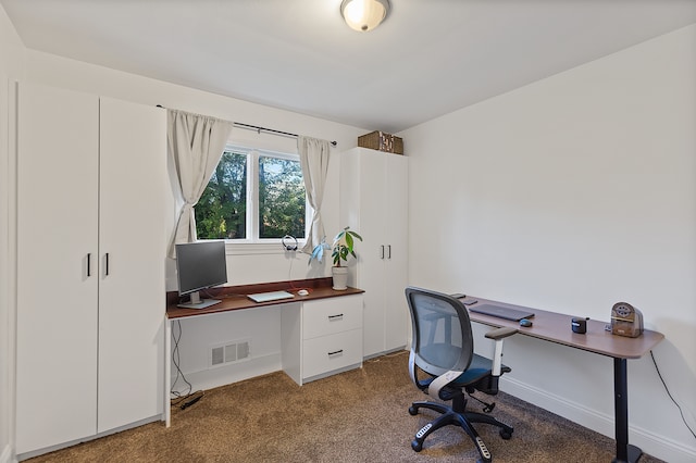 view of carpeted office space