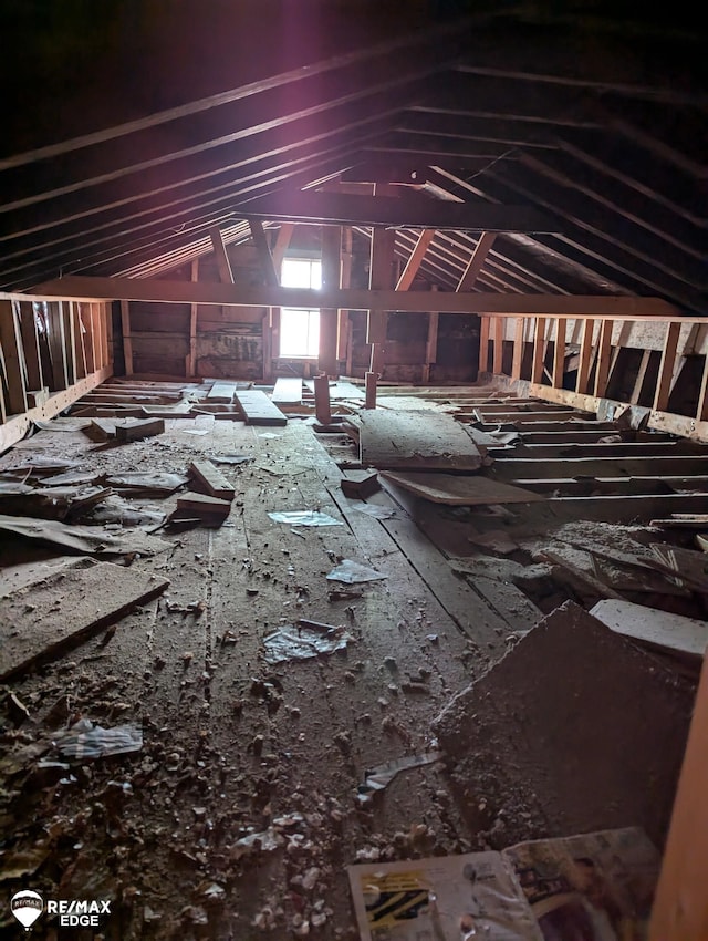 view of unfinished attic