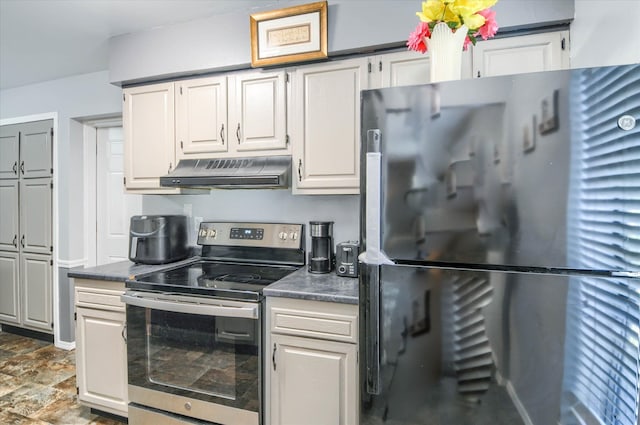 kitchen with white cabinetry and stainless steel appliances