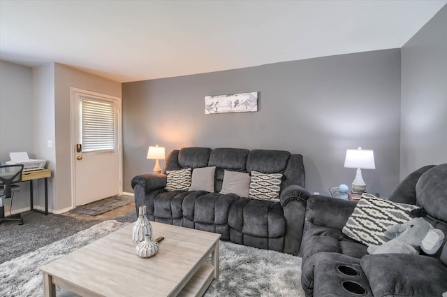 living room featuring carpet floors