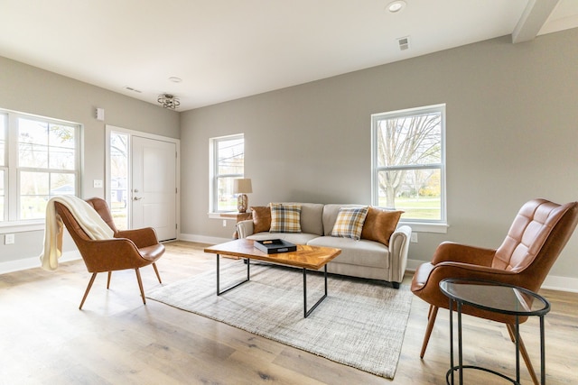 living room with light wood-type flooring