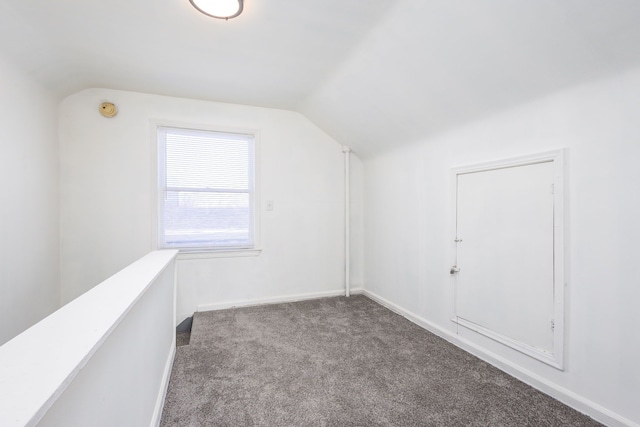 additional living space featuring lofted ceiling, carpet flooring, and baseboards