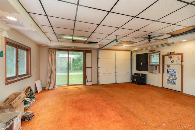 garage featuring ceiling fan