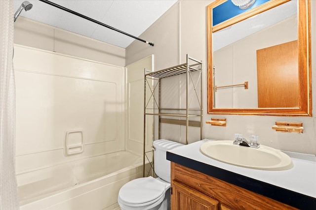 full bathroom with vanity, toilet, and shower / bath combination