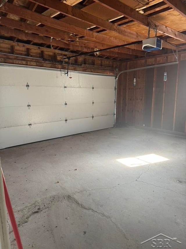 garage with a garage door opener