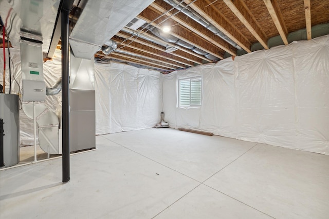 basement featuring gas water heater