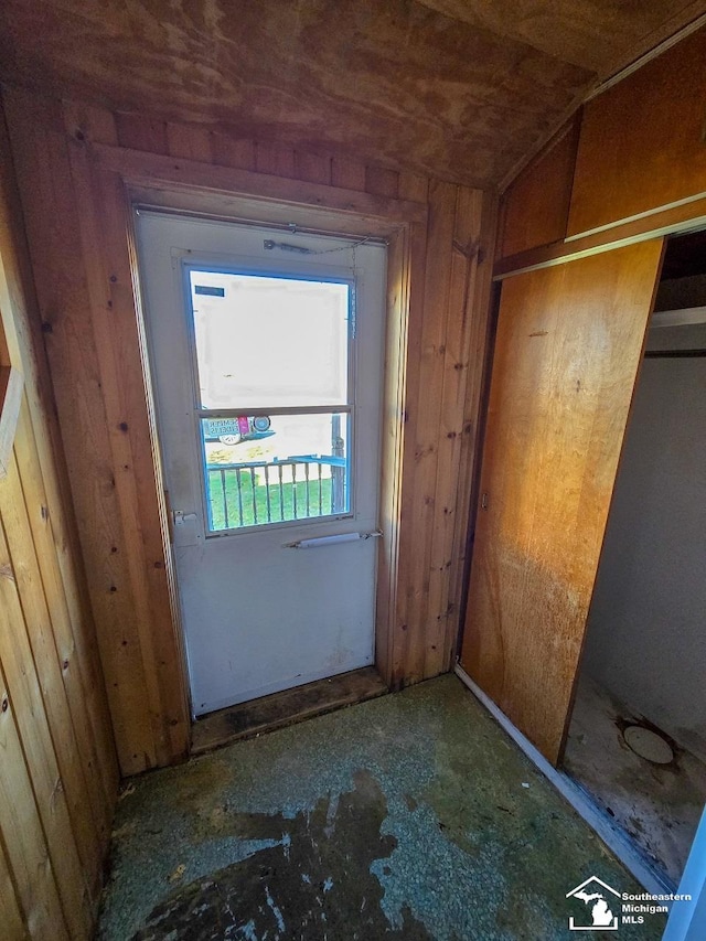 entryway featuring vaulted ceiling