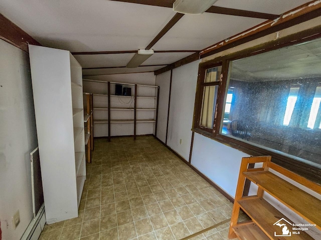 basement featuring a baseboard radiator