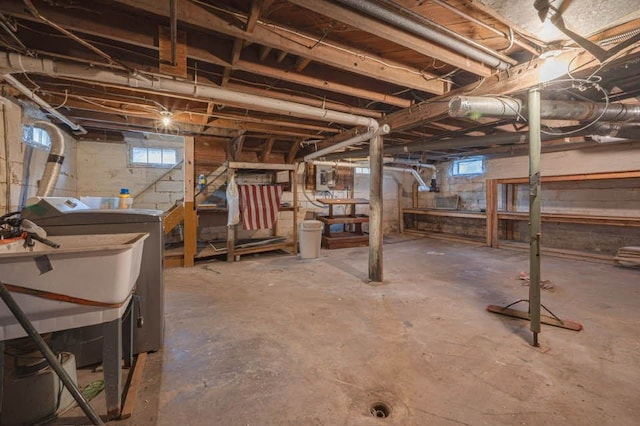 basement with sink