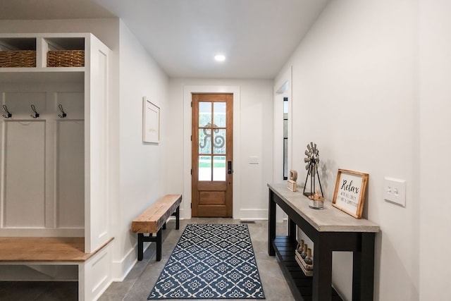 mudroom with tile patterned flooring