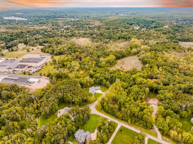 view of aerial view at dusk