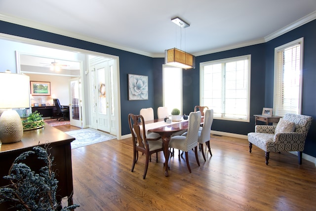 755 Majestic, Rochester Hills, MI 48306 - dining area featuring baseboards, ornamental molding, and wood finished floors
