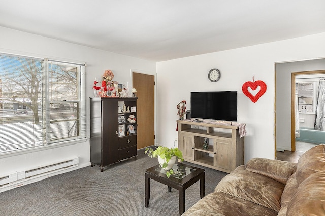 2399 S Cleveland Ave, Saint Joseph, MI 49085 - carpeted living room featuring baseboard heating