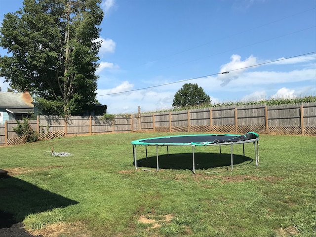 view of yard featuring a trampoline