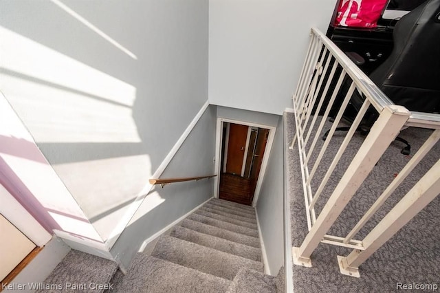 stairs featuring carpet