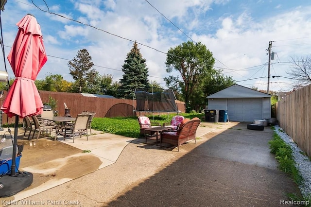 view of patio with a trampoline