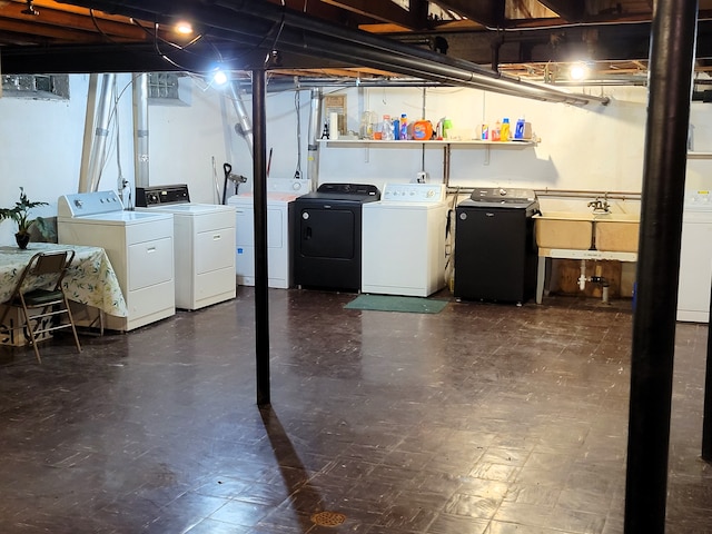 basement with independent washer and dryer