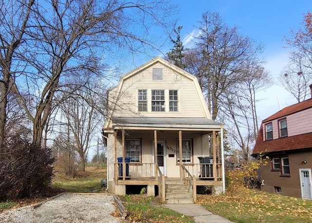 view of front of home featuring covered porch