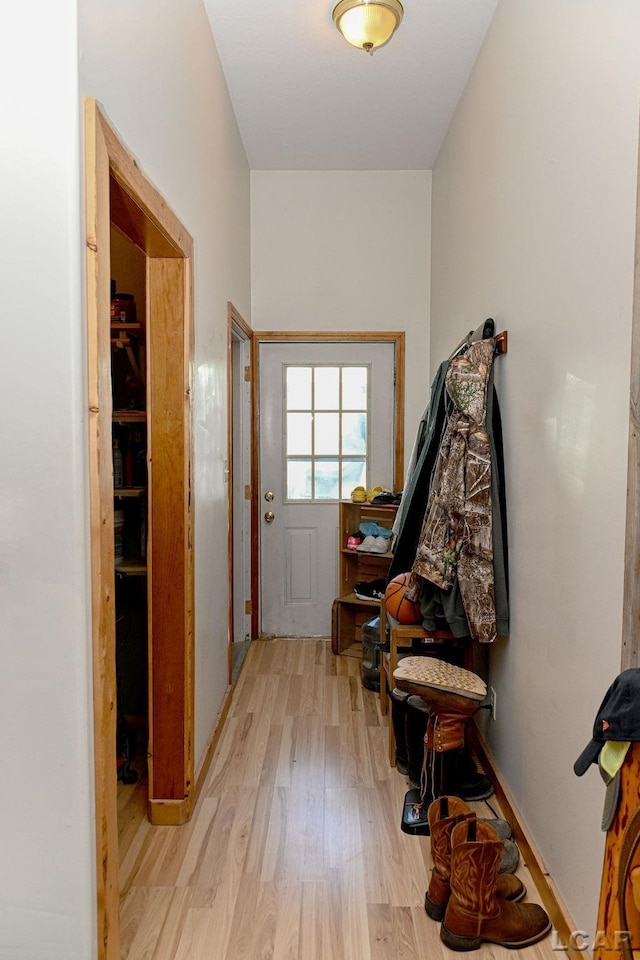 doorway featuring light hardwood / wood-style floors