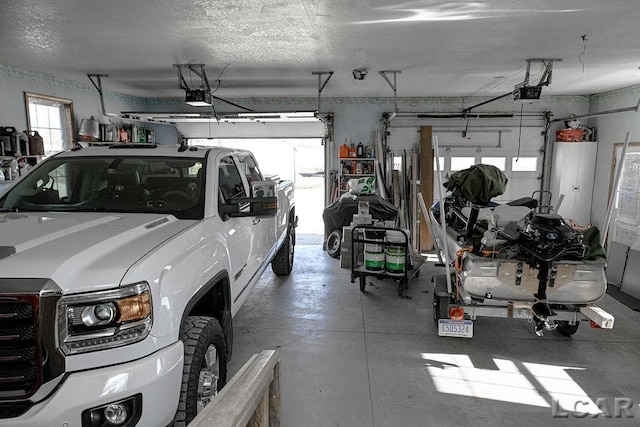 garage with a garage door opener