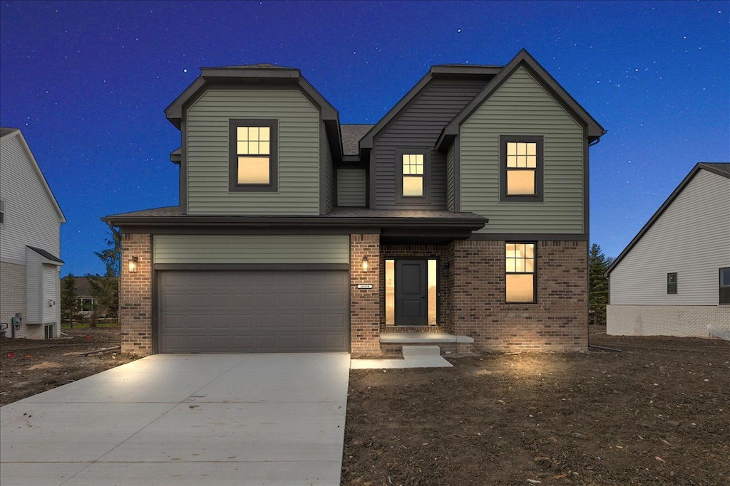 view of front facade featuring a garage