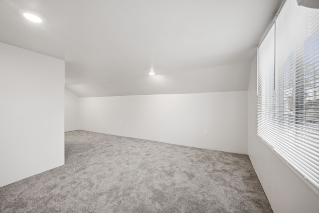 additional living space featuring carpet flooring, a wealth of natural light, and lofted ceiling