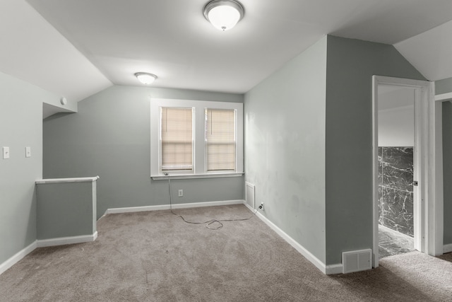 additional living space with carpet and lofted ceiling