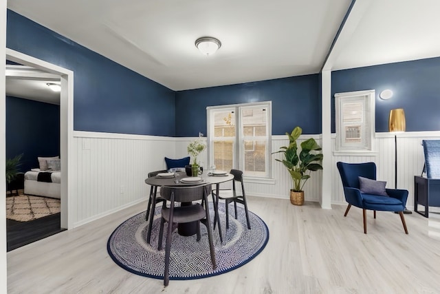 dining room with light wood-type flooring