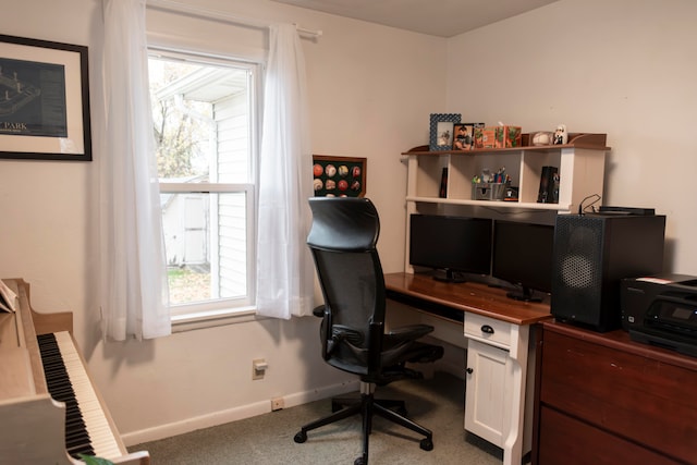 office space featuring plenty of natural light and carpet floors