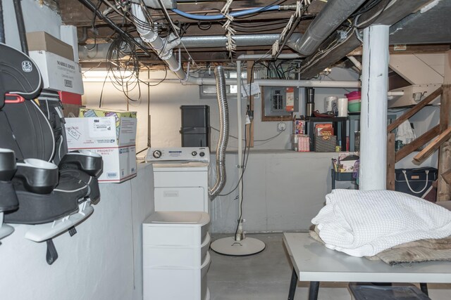 317 Maiden Ln, Saint Joseph, MI 49085 - unfinished below grade area with electric panel and washer / clothes dryer