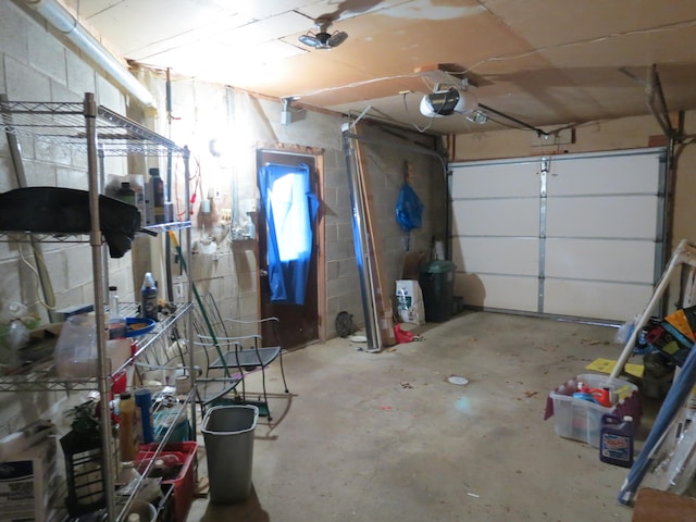 garage with a garage door opener