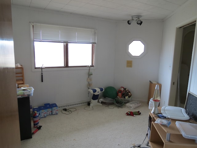 misc room with carpet flooring and crown molding