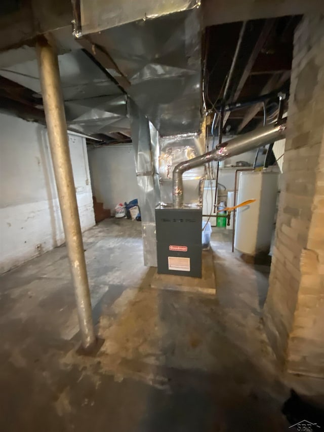 basement with water heater