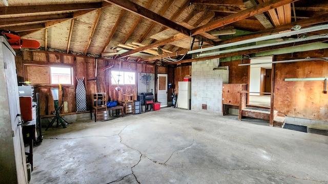 garage featuring white refrigerator