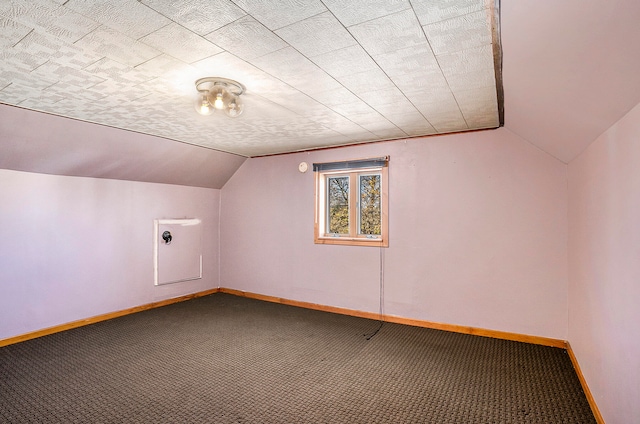 additional living space with carpet and vaulted ceiling