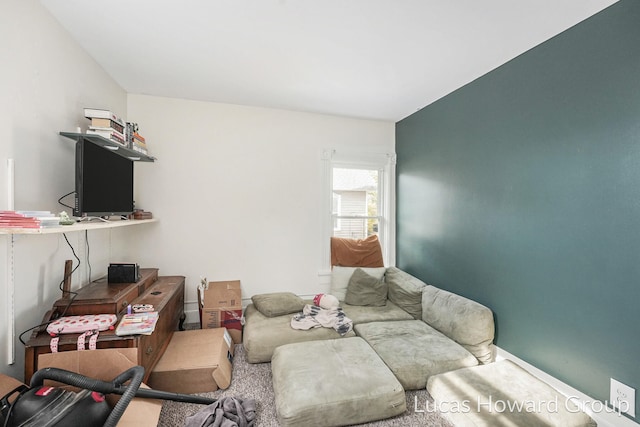 living room with carpet flooring