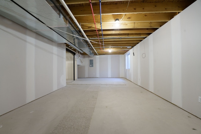 basement with electric panel