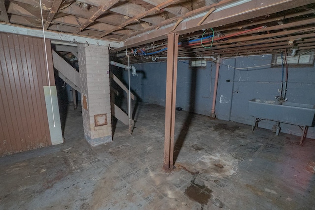 basement with sink