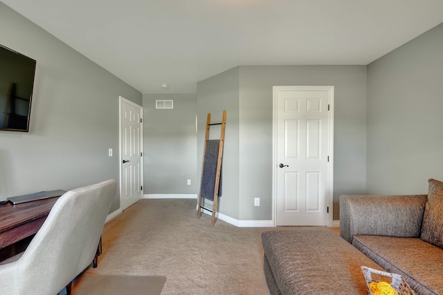 view of carpeted office space