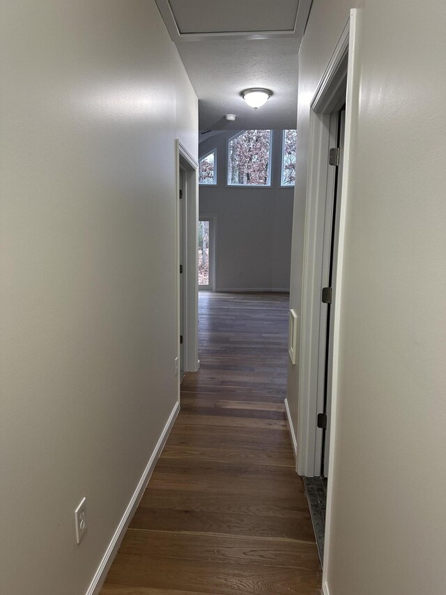 1820 S Reid Rd, Custer, MI 49405 - hallway featuring dark wood-type flooring and baseboards