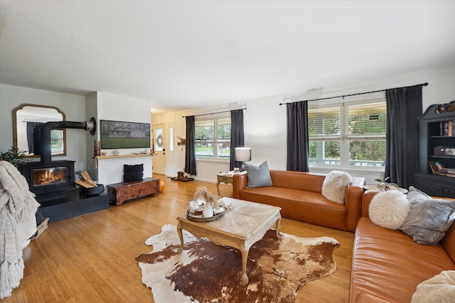 living room with light hardwood / wood-style floors